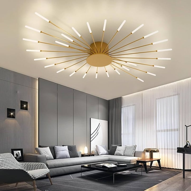 Modern LED deckenlampe Wohnzimmer Schwarz deckenleuchte Golden