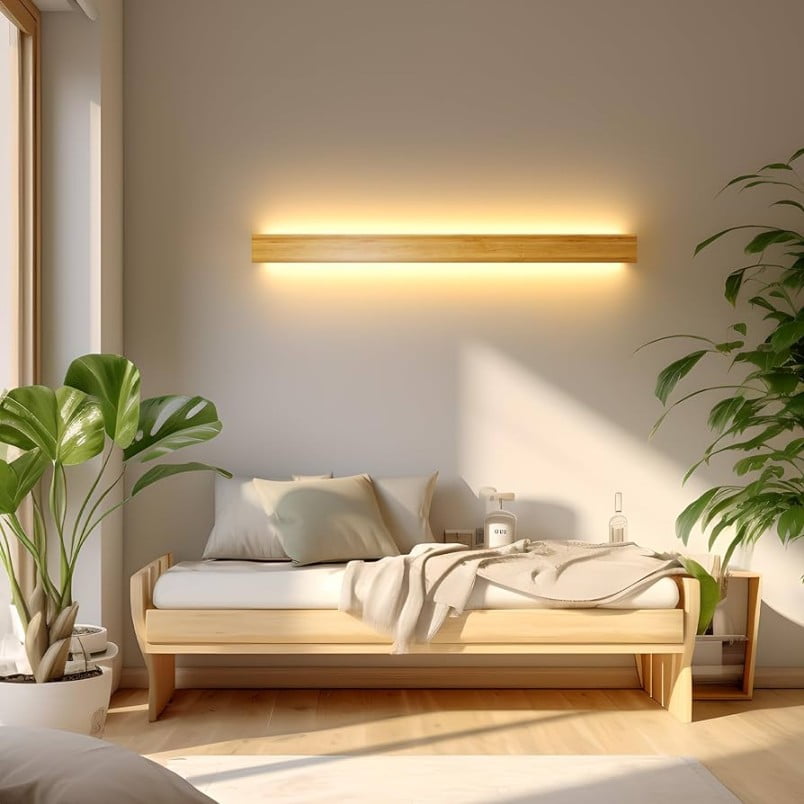 Wall Light LED Long Wall Lamp Wood Wall Lighting Fixture Natural
